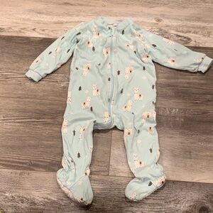 Pekkle Cozy Blue Llama Print Kids One Piece